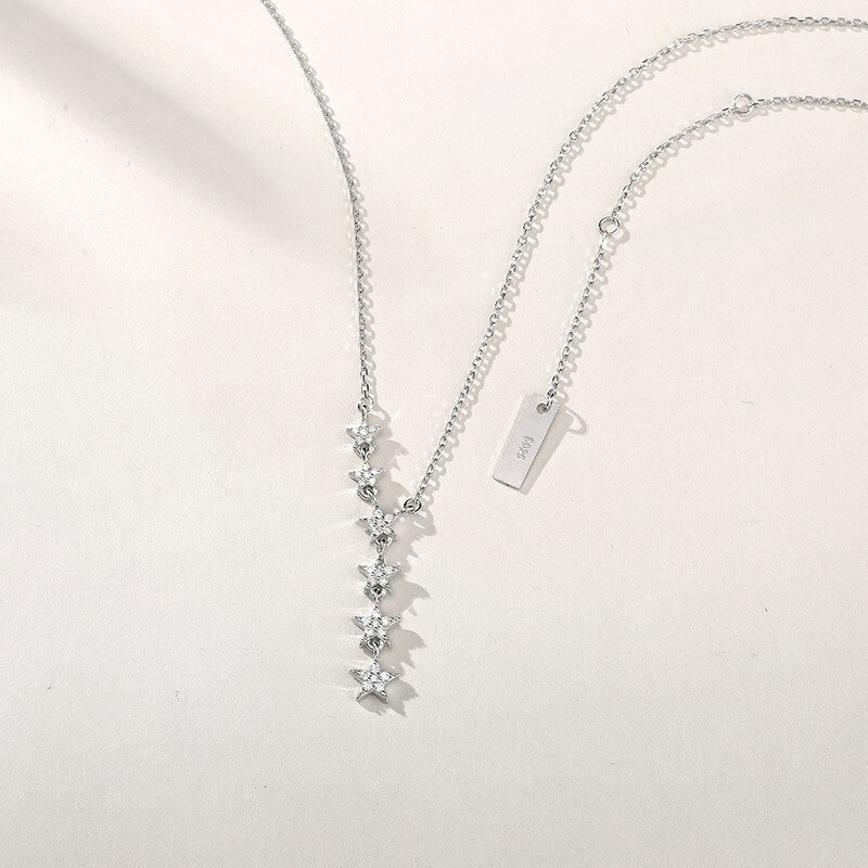 S925 Sterling Silver Five-Pointed Star Necklace Fashion White Collar Elegant Star Korean Style Necklace Silver Jewelry A1581