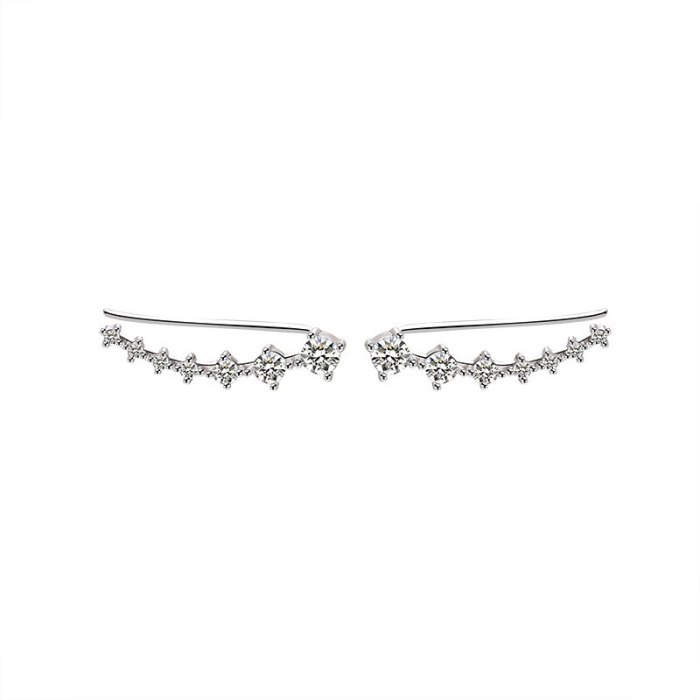 925 Sterling Silver Ornament Women's Korean-Style Versatile Zircon Earrings U-Shaped Ear Clip Popular Cross-Border