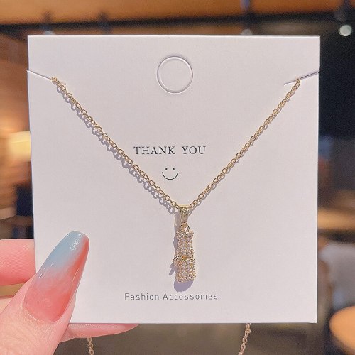 Micro Inlaid Bamboo Joint Pendant Clavicle Chain 2021 New Fashion Temperament Titanium Steel Necklace