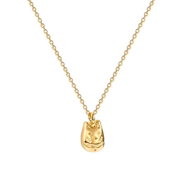 INS Trendy Korean Style Lucky Cat Titanium Steel Necklace Women's Design Sense Valentine Gift Clavicle Chain