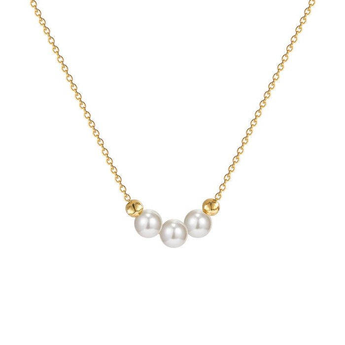 INS Trendy Fashion Trendy Baroque Pearl Design Necklace Female Temperament Personality Titanium Steel Clavicle Chain