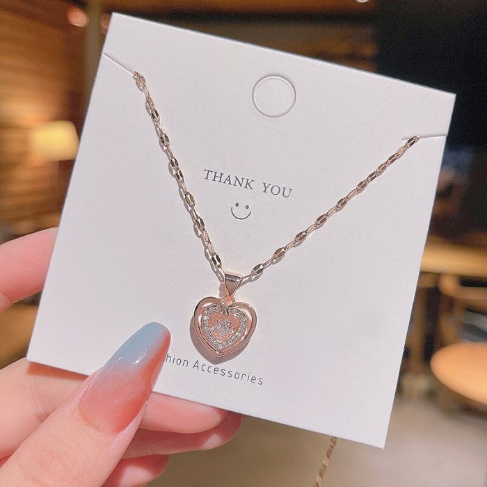 2021 New Simple Dignified Sense of Design Love Pendant Titanium Steel Necklace Female Student Girlfriend Gifts Clavicle Chain