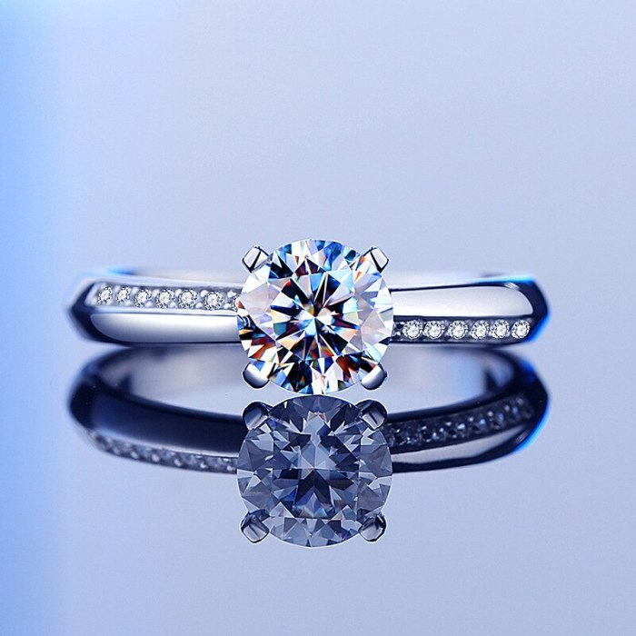 S925 Sterling Silver Moissanite Ring High-End Elegant Closed Four-Claw Diamond Ring Wedding Valentine's Day Gift
