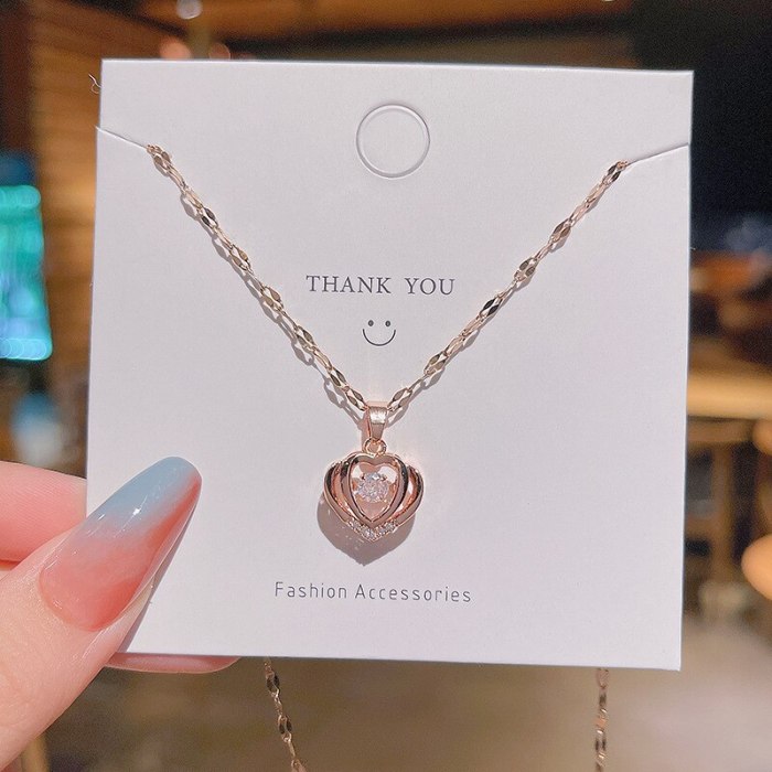 Korean Simple Temperamental Smart Heart Titanium Steel Necklace for Women 2021new Design Sense Clavicle Chain