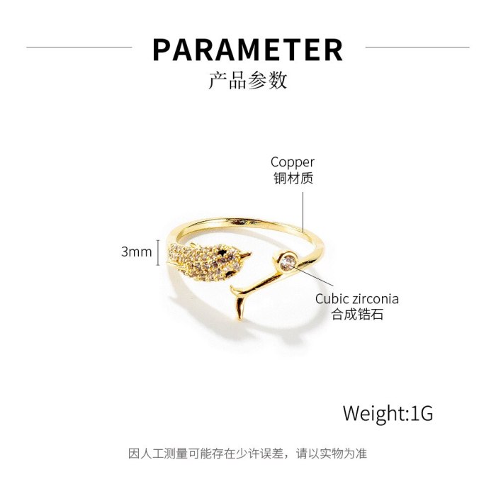 Ornament Minimalist Creative Dolphin Open Ring Ornament Tail Ring Jewelry Online Influencer Personality Affordable Luxury