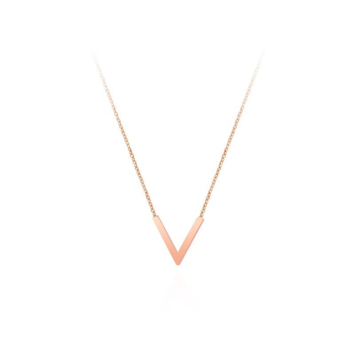 V-Shaped Female Necklace Titanium Steel Clavicle Chain Elegant Niche Net Red Design Sense Simple All-Match Necklace Wholesale