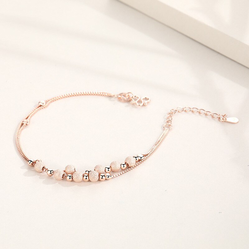 S925 Simple Sterling Silver round Beads Bracelet Women's Fashion Korean Style Cross-Border