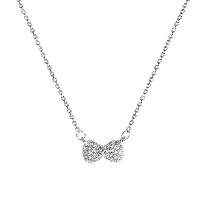 Simple Niche Design Bow Pendant Titanium Steel Necklace for Women Ins Trendy Design Fashion Temperament Clavicle Chain