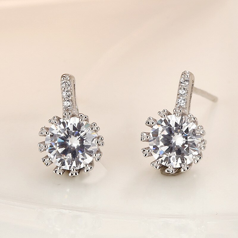 925 Silver Earrings Women's Korean-Style Diamond Sterling Silver Ornament Factory Direct Sales Delivery