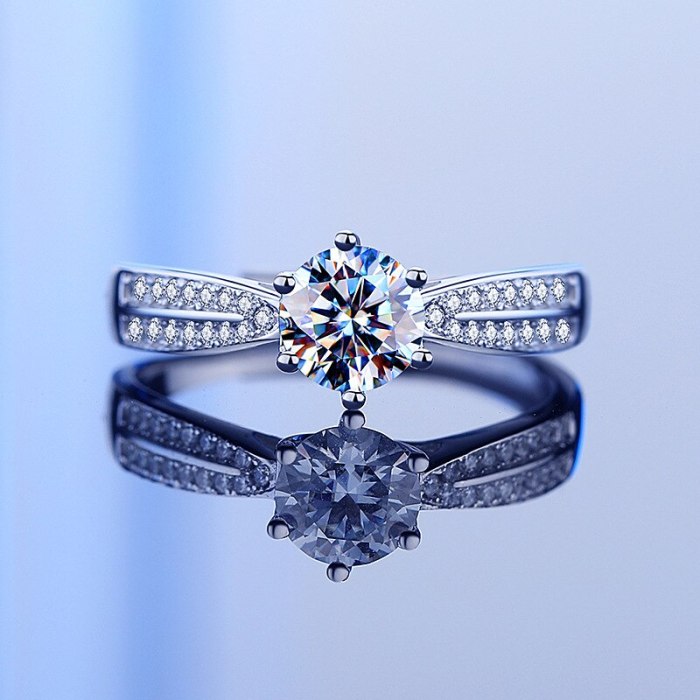 Cross-Border Hot Sale Sterling Silver Six Claw Moissanite Ring Female Ins Internet Celebrity Snowflake Proposal Jewelry