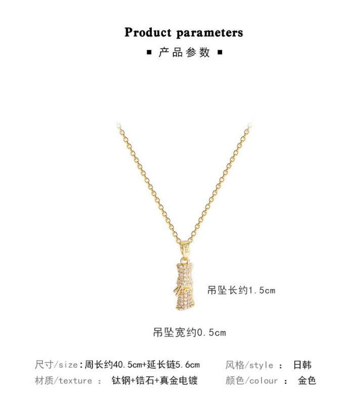 Micro Inlaid Bamboo Joint Pendant Clavicle Chain 2021 New Fashion Temperament Titanium Steel Necklace