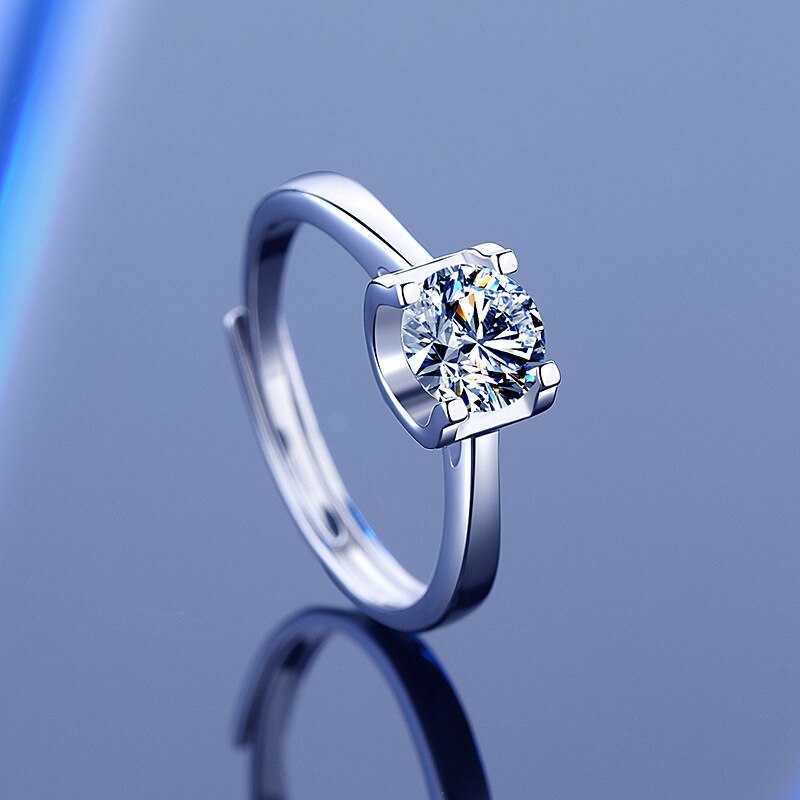 S925 Sterling Silver Moissanite Ring Ins Classic Elegant Graceful Valentine's Day Index Finger Ring Gift