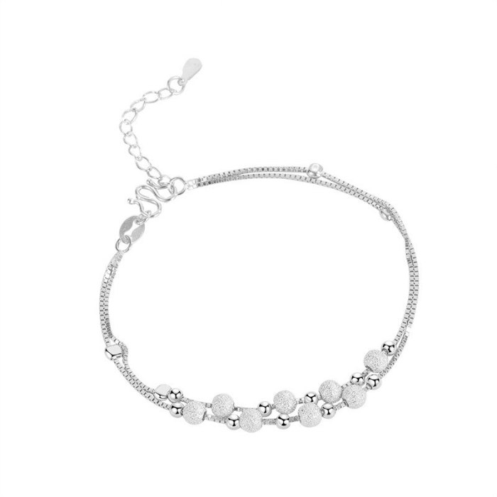 S925 Simple Sterling Silver round Beads Bracelet Women's Fashion Korean Style Cross-Border