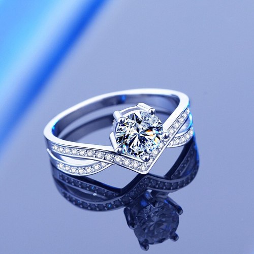925 Sterling Silver Moissanite Ring Women's Ins Classic Diamond Inlaid Crown Women's Ring Proposal Wedding Valentine's Day Gift