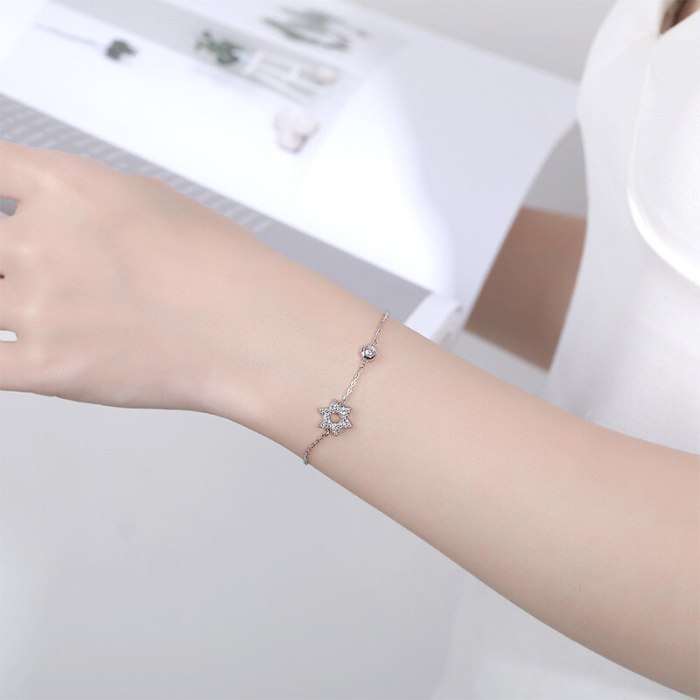 XINGX Bracelet Wholesale New 925 Sterling Silver Women's Korean-Style Simple and Stylish Personality Adjustable Zircon Bracelet