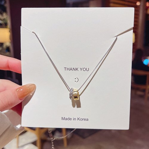 New Korean Style Fashion Double Circle Pendant Necklace Female Temperament Simple Personality Clavicle Chain Jewelry