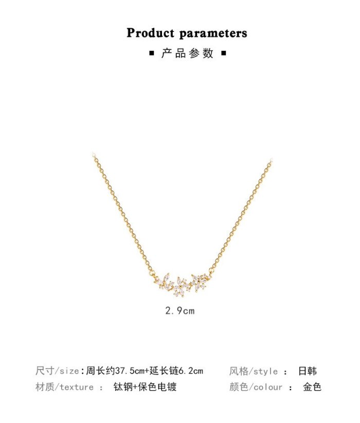 New Zircon Flower Pendant Titanium Steel Necklace Female Design Sense Fashion Temperament Personalized Clavicle Chain Wholesale
