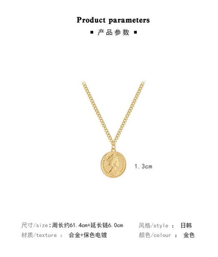 2021 New Korean  Fashionable Personalized Head Necklace for Women Ins Fashionable Personalized Fashion Clavicle Chain Pendant