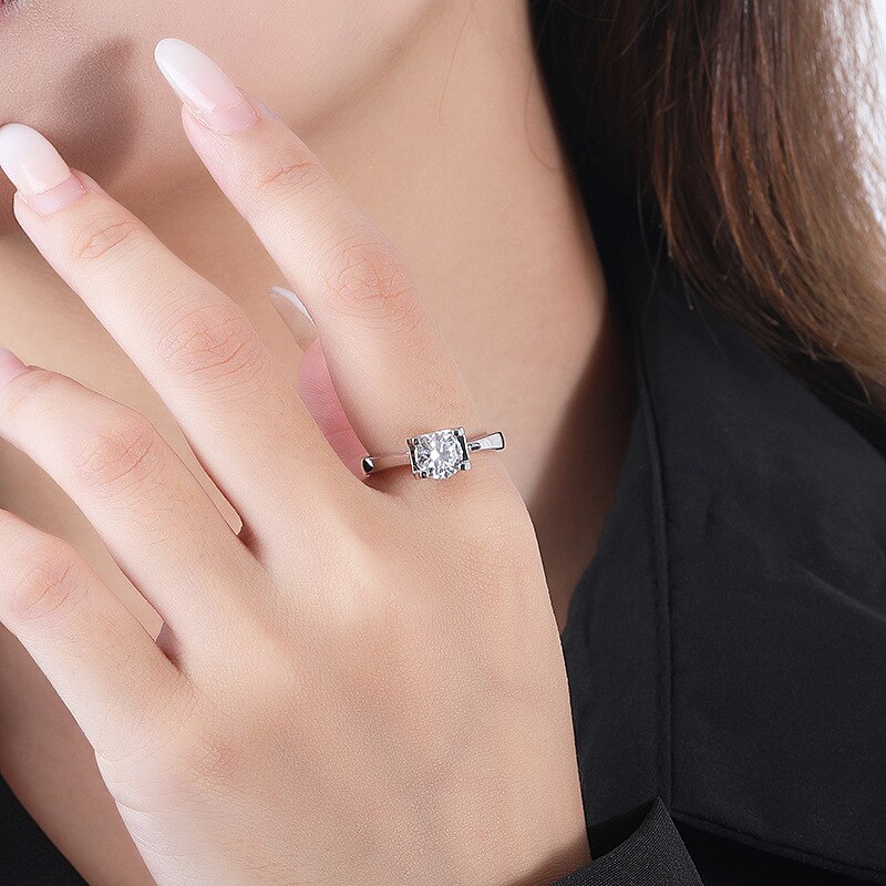 S925 Sterling Silver Moissanite Ring Ins Classic Elegant Graceful Valentine's Day Index Finger Ring Gift