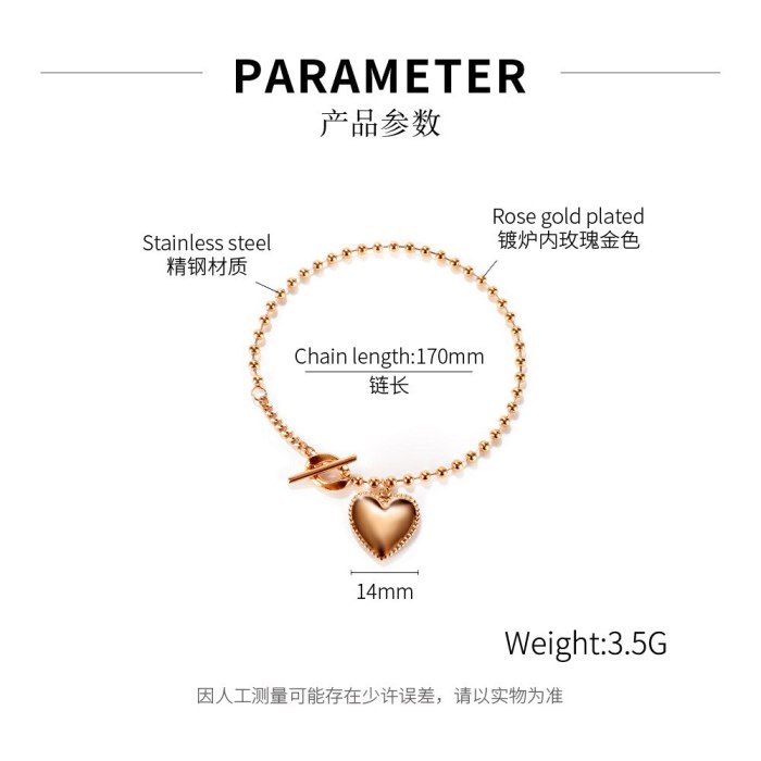 Ornament Japanese and Korean New Fashion Love Pendant Personality All-Match Women's Stainless Steel Bracelet