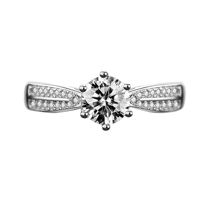 Cross-Border Hot Sale Sterling Silver Six Claw Moissanite Ring Female Ins Internet Celebrity Snowflake Proposal Jewelry