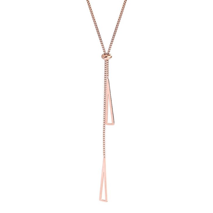 Titanium Steel Necklace Female Small and Simple Triangle Cold Wind Clavicle Chain Ins Tide Rose Gold Net Red Same Style Necklace