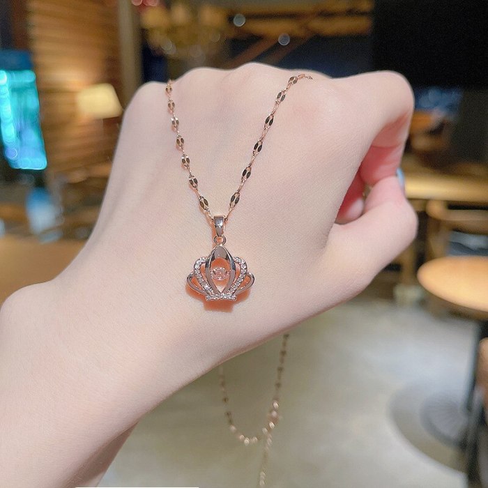 Korean Design Crown Titanium Steel Necklace Female Ins Popular Net Red Same Style Clavicle Chain