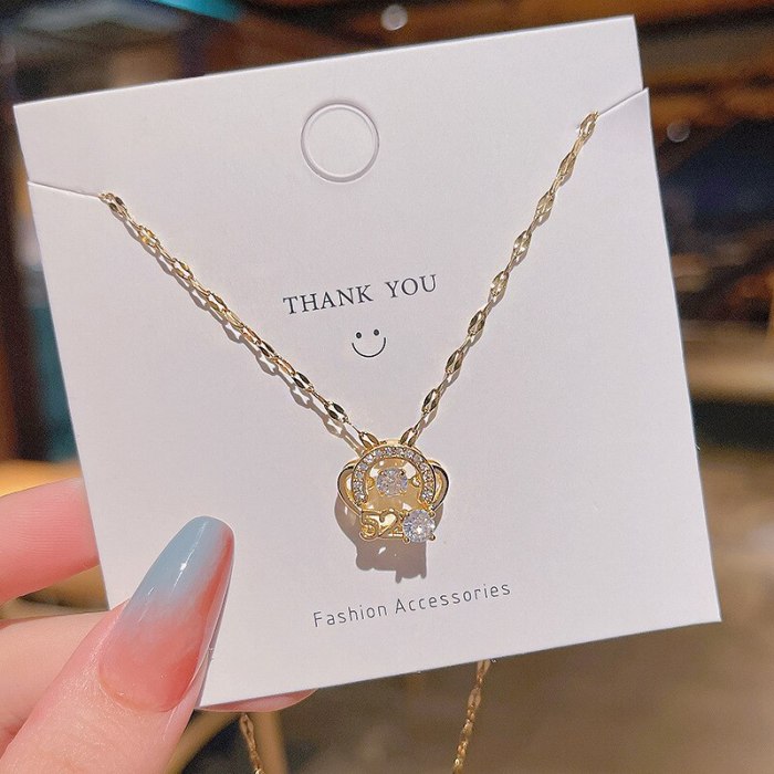 2021new Girlfriends Couple Gift Loving Heart Zircon Pendant Titanium Steel Necklace Women's Design Clavicle Chain