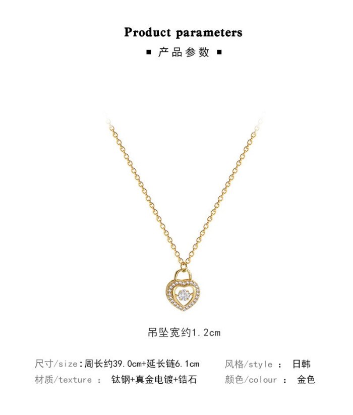 Korean Style Dignified Sense of Design Pulsatile Heart Titanium Steel Necklace Female Ins Trendy Super Fairy Clavicle Chain
