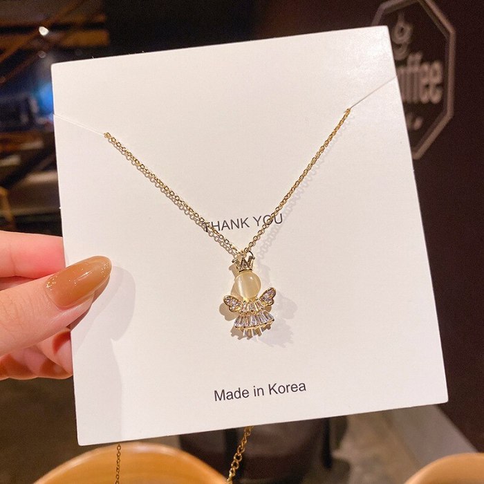 Korean Style Angel Temperament Personality Titanium Steel Necklace Female Ins Temperament Clavicle Chain Jewelry