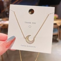 New Personality Necklace Titanium Steel Chain Moon Fritillary Necklace Special Interest Light Luxury Pendant Clavicle Chain