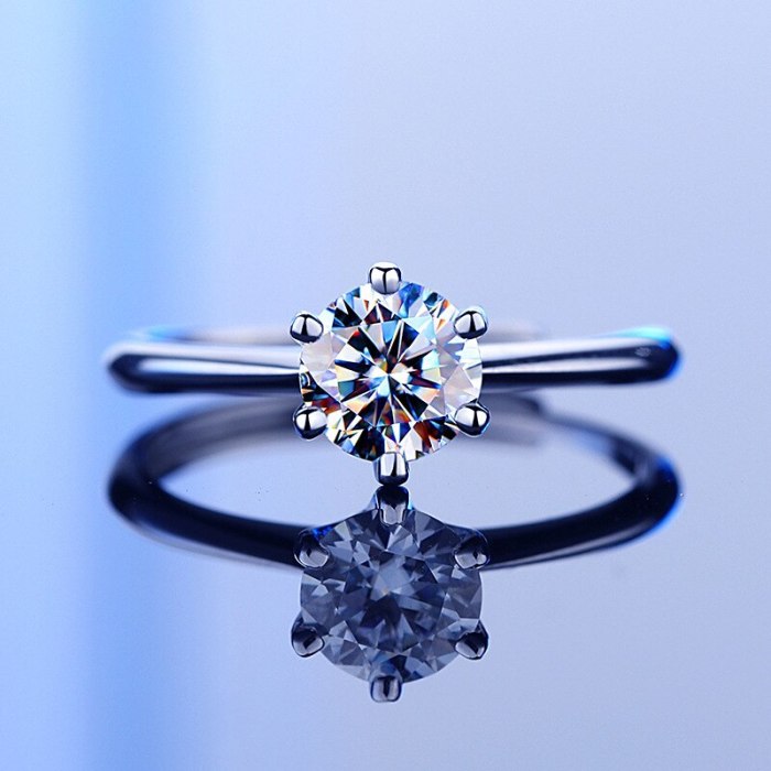 S925 Sterling Silver Moissanite Ring Women's Classic Six-Claw Diamond Adjustable Mouth Proposal Wedding Gift