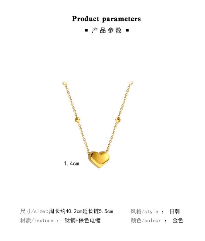 Korean Fashion Love 18K Titanium Steel Necklace Female Ins Personality Temperament Clavicle Chain Pendant Jewelry Wholesale