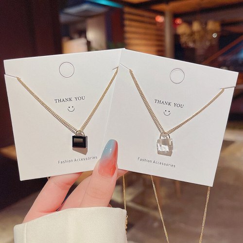 Women's Korean-Style Titanium Steel Crystal Bag Pendant Necklace jewelry
