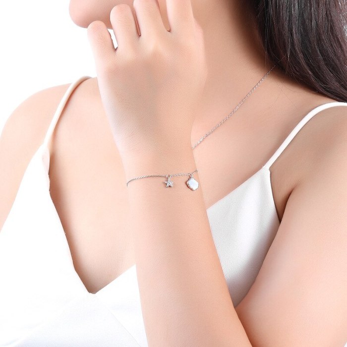 XINGX Accessories Sterling Silver Bracelet Girls Summer Ins Bracelet Couple Valentine's Day Gift