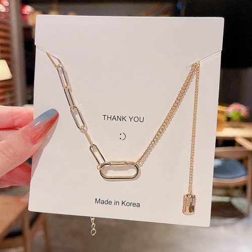 2021 New Geometric Stitching Necklace Ins Style Tassel Pendant Clavicle Chain Female Summer Temperament Accessories
