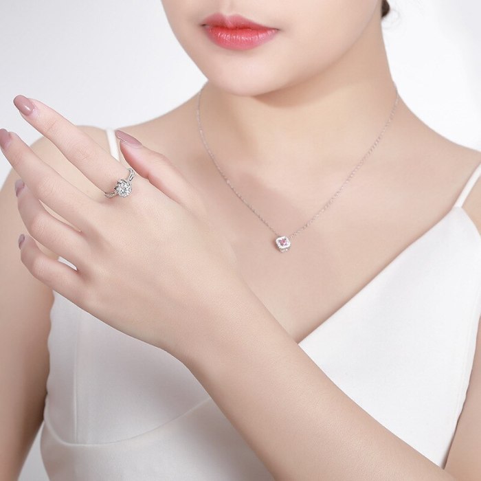 S925 Sterling Silver Rose Flower 1 Karat Ring Birthday Proposal Wedding Women's Ring Bracelet