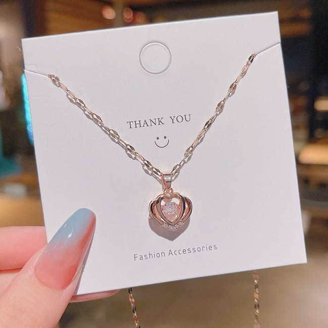 Korean Simple Temperamental Smart Heart Titanium Steel Necklace for Women 2021new Design Sense Clavicle Chain