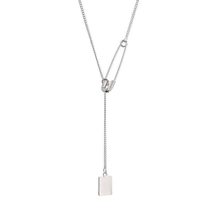 2021 New Personalized Fashion Titanium Steel Pin Pendant Necklace Women's Retro Elegant Clavicle Chain Jewelry