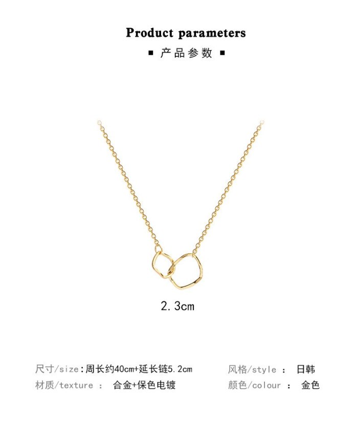 Korean Style New Super Flash Geometric Pendant Necklace Female Ins Popular Net Red Same Titanium Steel Clavicle Chain