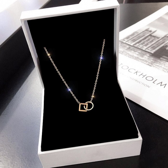 Korean Style Gold Rose Gold Titanium Steel Necklace Women's Geometric Simple Plated 18K Short Clavicle Chain Neck Chain h018
