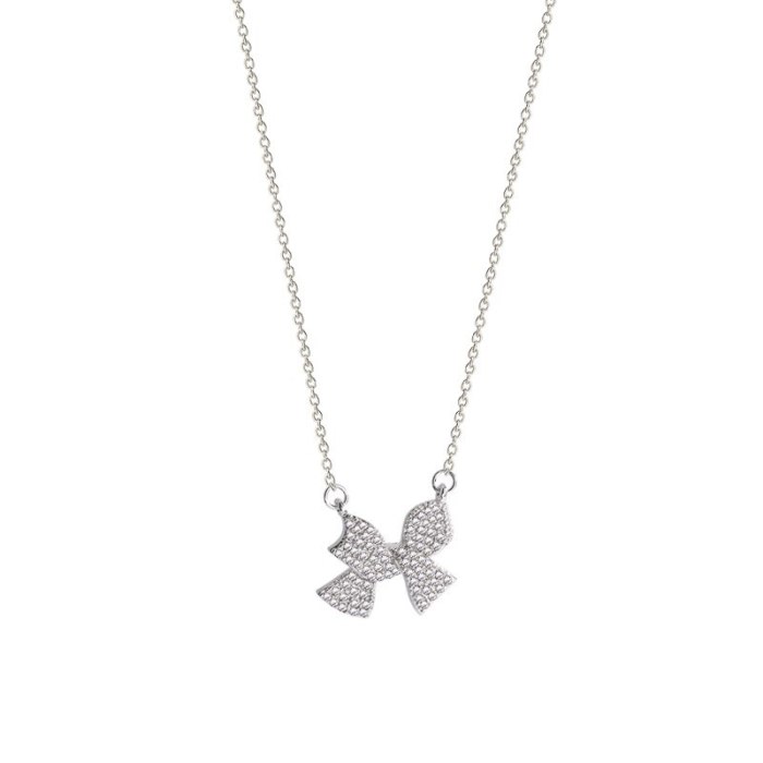 2021 Korean Style Personalized Bow Pendant Titanium Steel Necklace for Women Ins Fashionable Elegant Clavicle Chain Jewelry