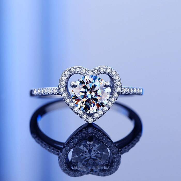 925 Sterling Silver Moissanite Ring Japanese and Korean Trend Proposal Closed Heart Diamond Ring