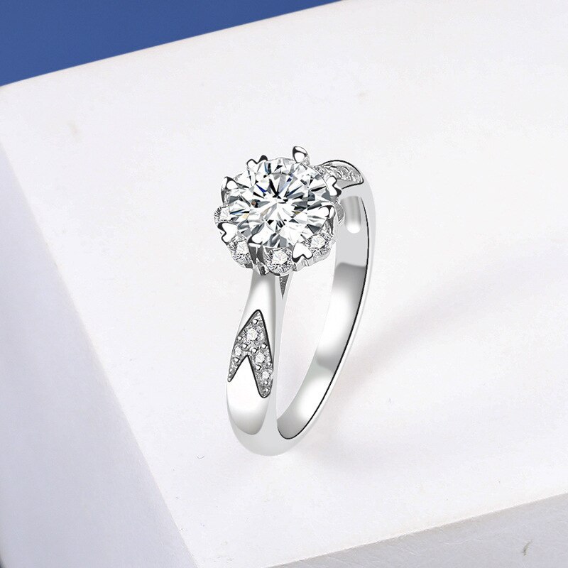 Internet Influencer Accessories Wholesale Classic Moissanite Ring Women's S925 Sterling Silver Moissanite Ring