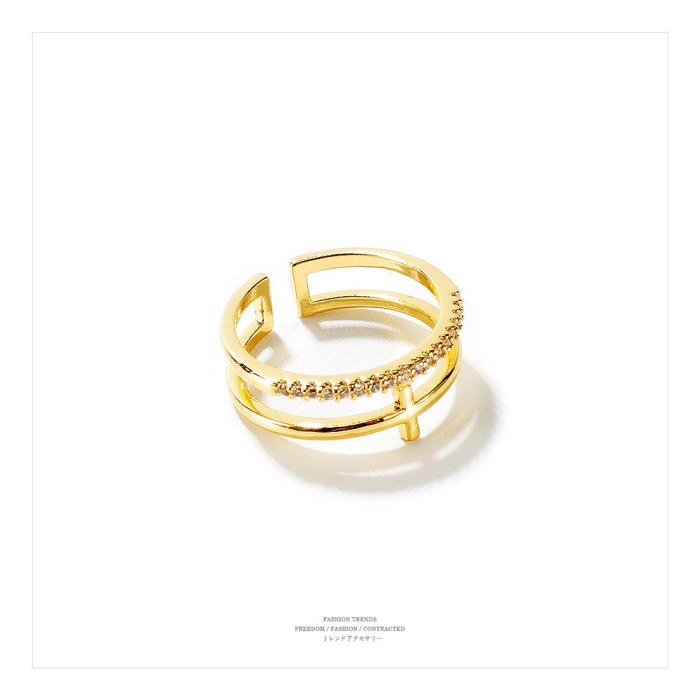 Ornament Ins Special-Interest Design Simple Cold Style Index Finger Ring Fashion Personality Gold Plated Open Ring 091