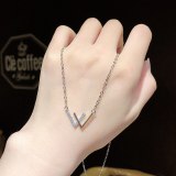 High-Grade W Letter Necklace Simple and Fresh Girlfriends Chain Titanium Steel Sweater Chain Double V Clavicle Chain Female