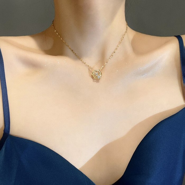 2021new Girlfriends Couple Gift Loving Heart Zircon Pendant Titanium Steel Necklace Women's Design Clavicle Chain
