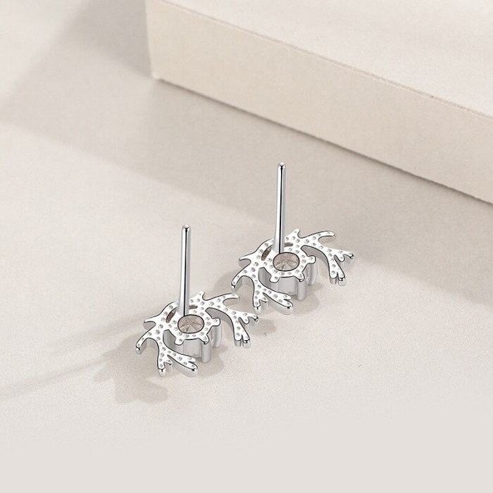 S925 Sterling Silver Stud Earrings Female Accessories Korean Style Rhinestone Zircon Elk Silver Earrings