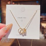 Korean New Personalized Sanyuan Ring Micro-Inlaid Titanium Steel Necklace Ins Popular Net Red Same Style Fashion Short Necklace