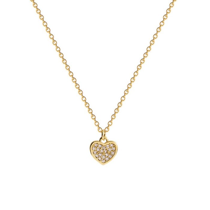 Korean Style New Titanium Steel Fashion Full Diamond Love Pendant Ins Trendy Simple Temperament Clavicle Chain Necklace